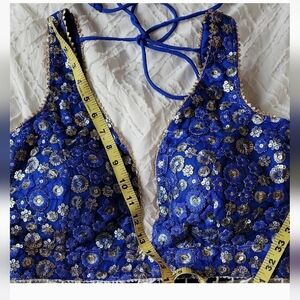 Blue Sequin Lengha / Lehenga Top